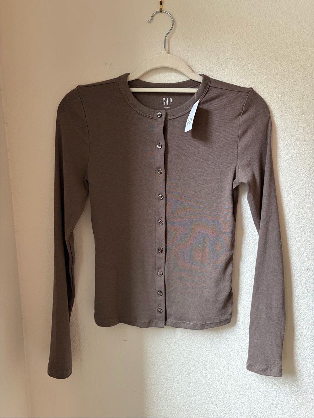 GAP Women's Taupe Button-Up Long Sleeve Cardigan